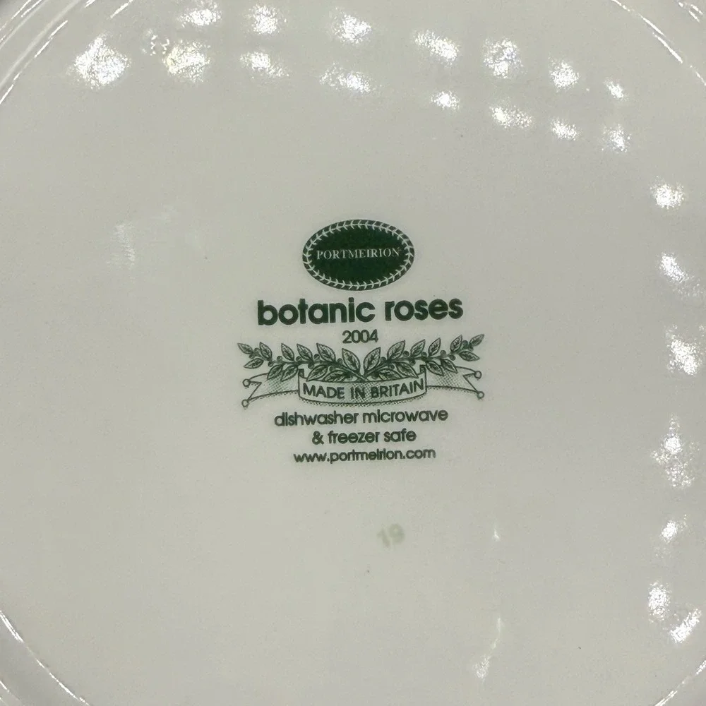 Portmeirion Botanic Roses Pasta Bowls Set of 4 Floral White 8.5in Cottagecore